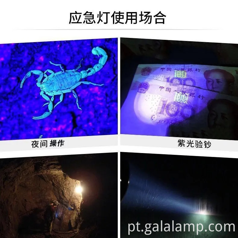 Faróis UV recarregáveis com 395nm LED para pesca noturna e caça ao escorpião